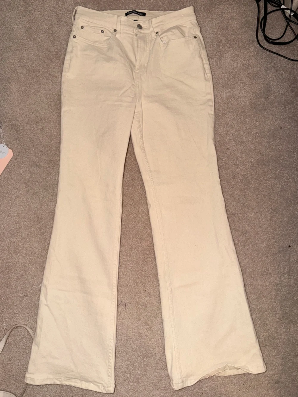 Calvin Klein Jeans Cream Wide-Leg Denim